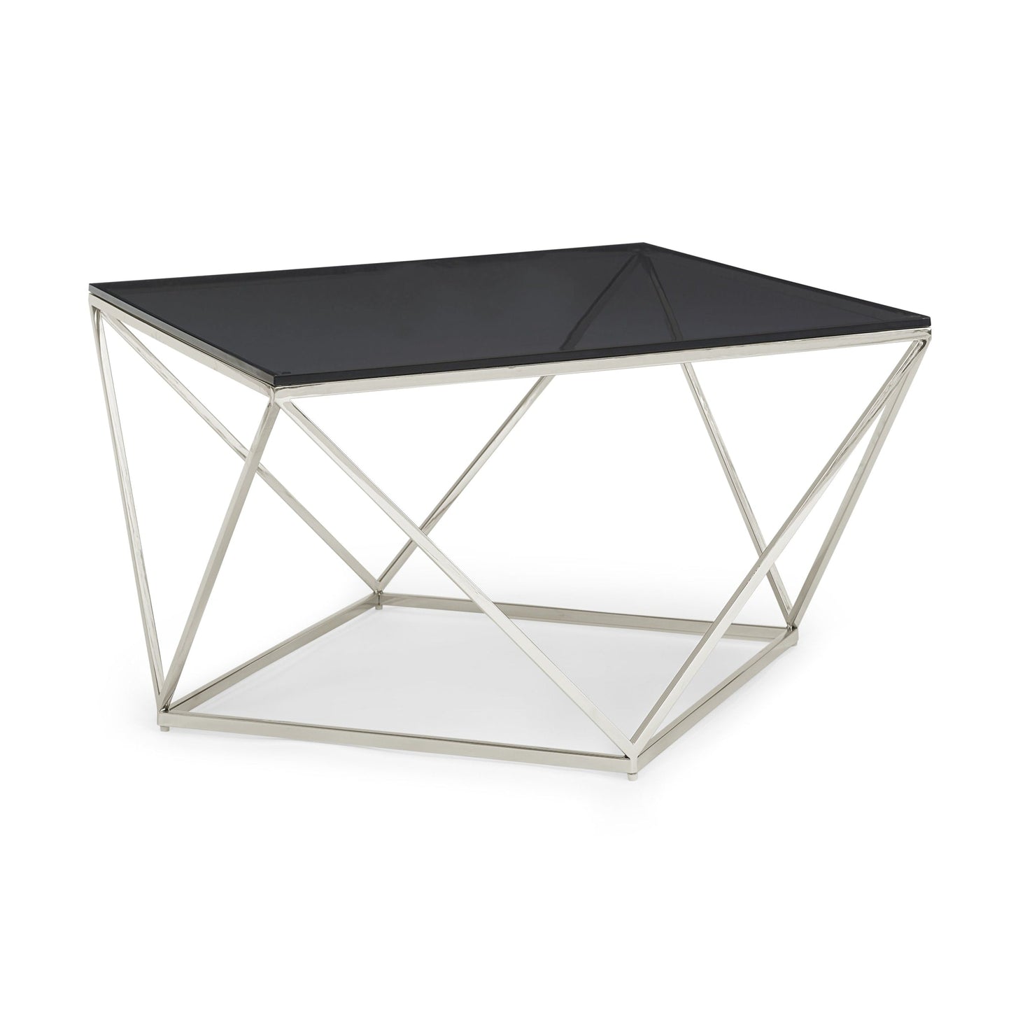 Modus Modus Aria Smoked Glass and Polished Stainless Steel Coffee Table