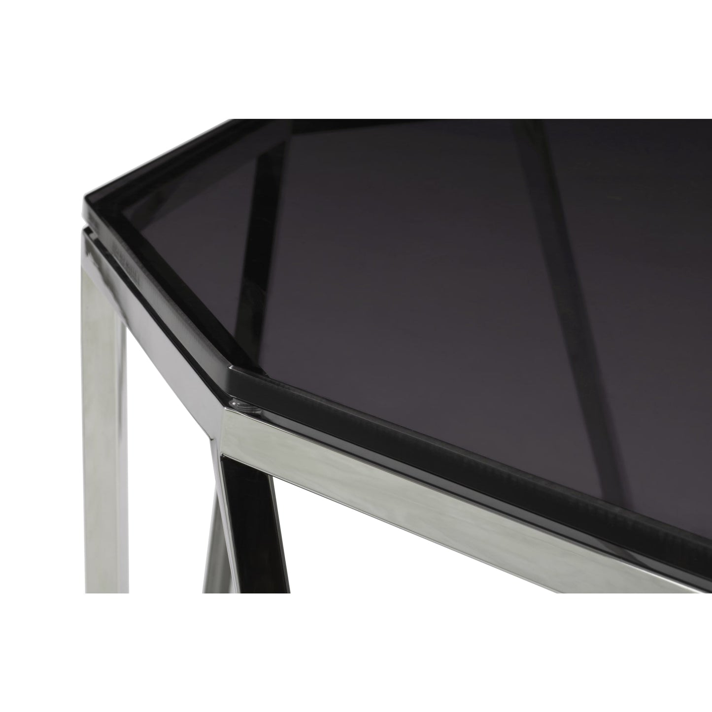 Modus Aria Smoked Glass and Polished Stainless Steel Console Table