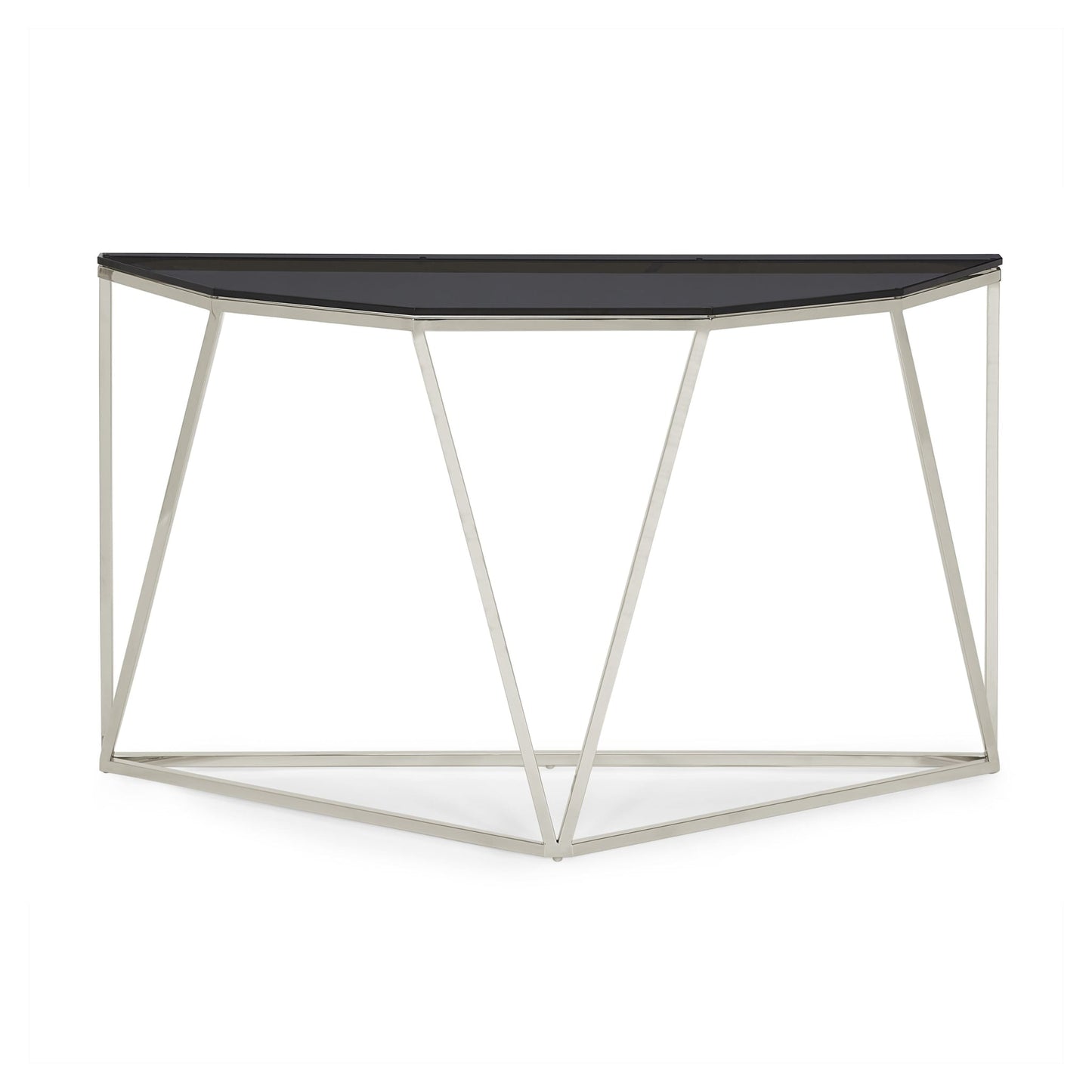 Modus Aria Smoked Glass and Polished Stainless Steel Console Table