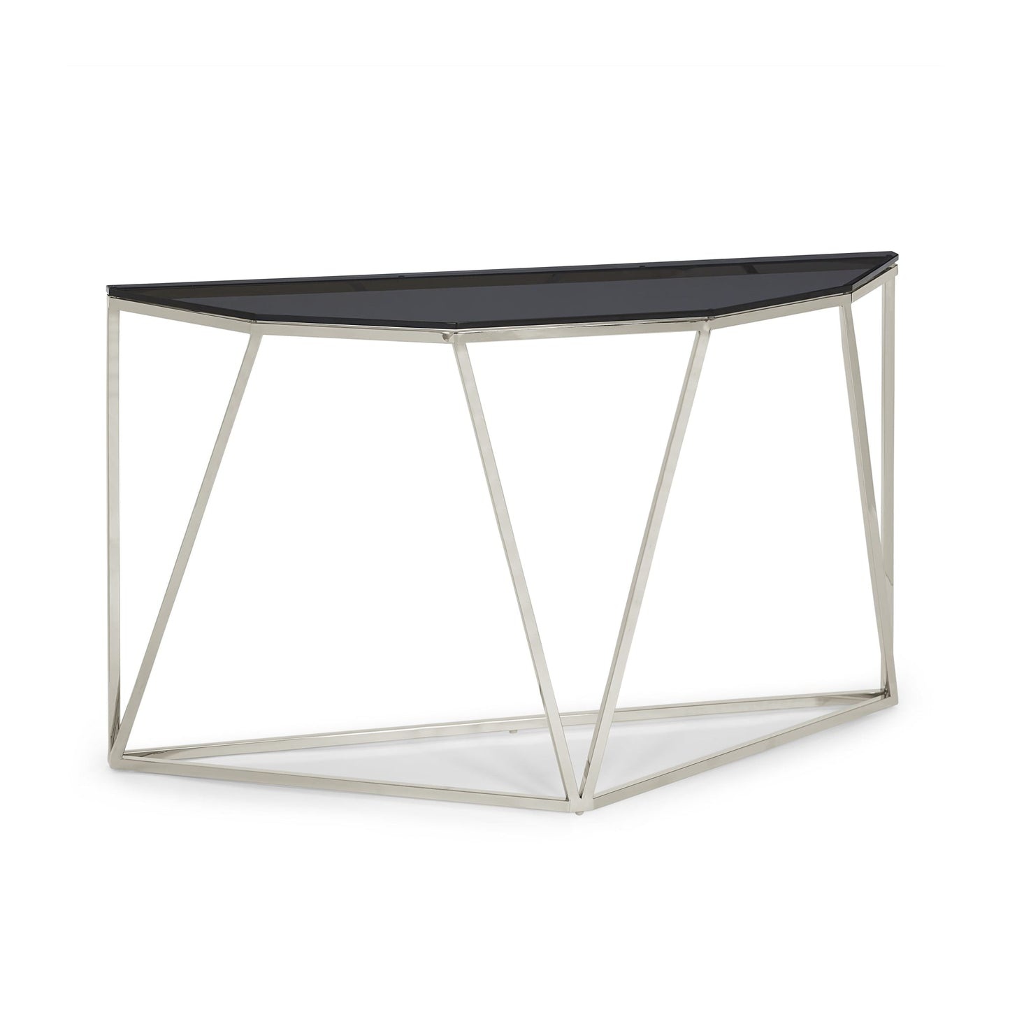 Modus Aria Smoked Glass and Polished Stainless Steel Console Table