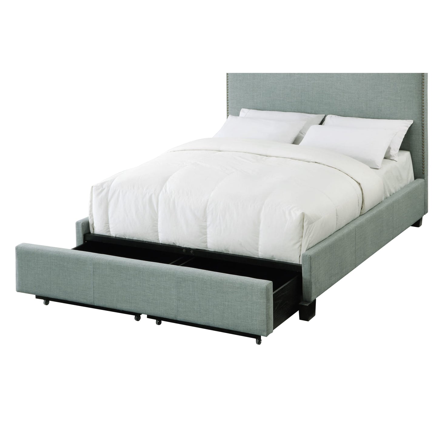 Modus Ariana Upholstered Footboard Storage Bed in Bluebird