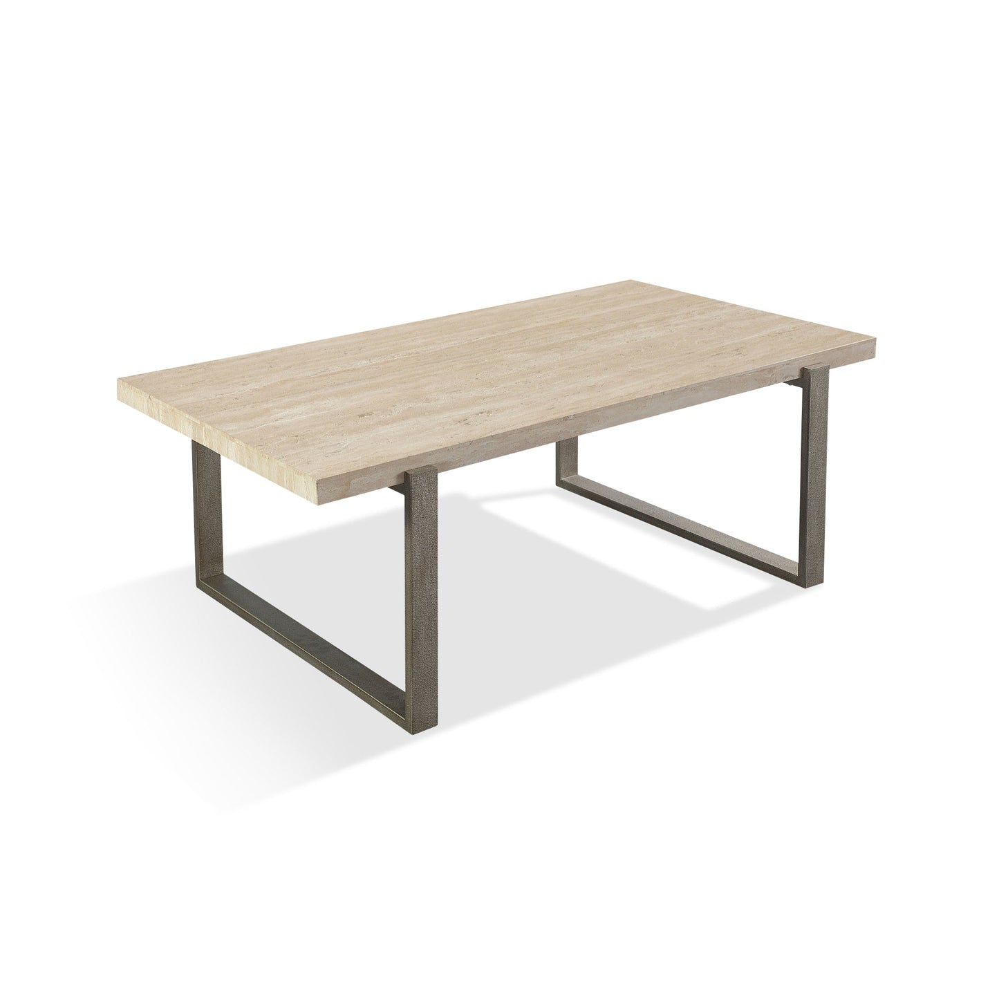 Modus Modus Ariela Natural Travertine Coffee Table with Bronze Metal Base
