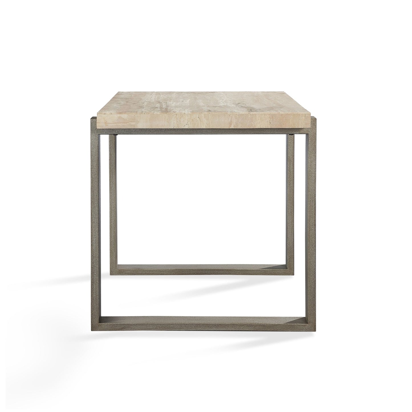 Modus Ariela Natural Travertine End Table with Bronze Metal Base