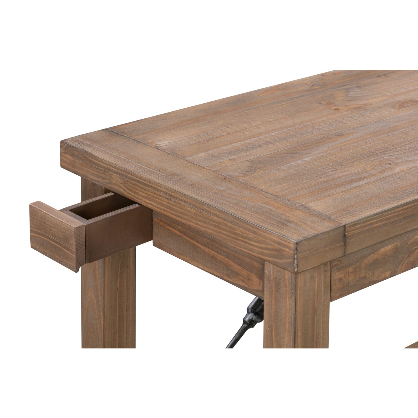 Modus Autumn Three Drawer Solid Wood Writing Desk in Flint Oak