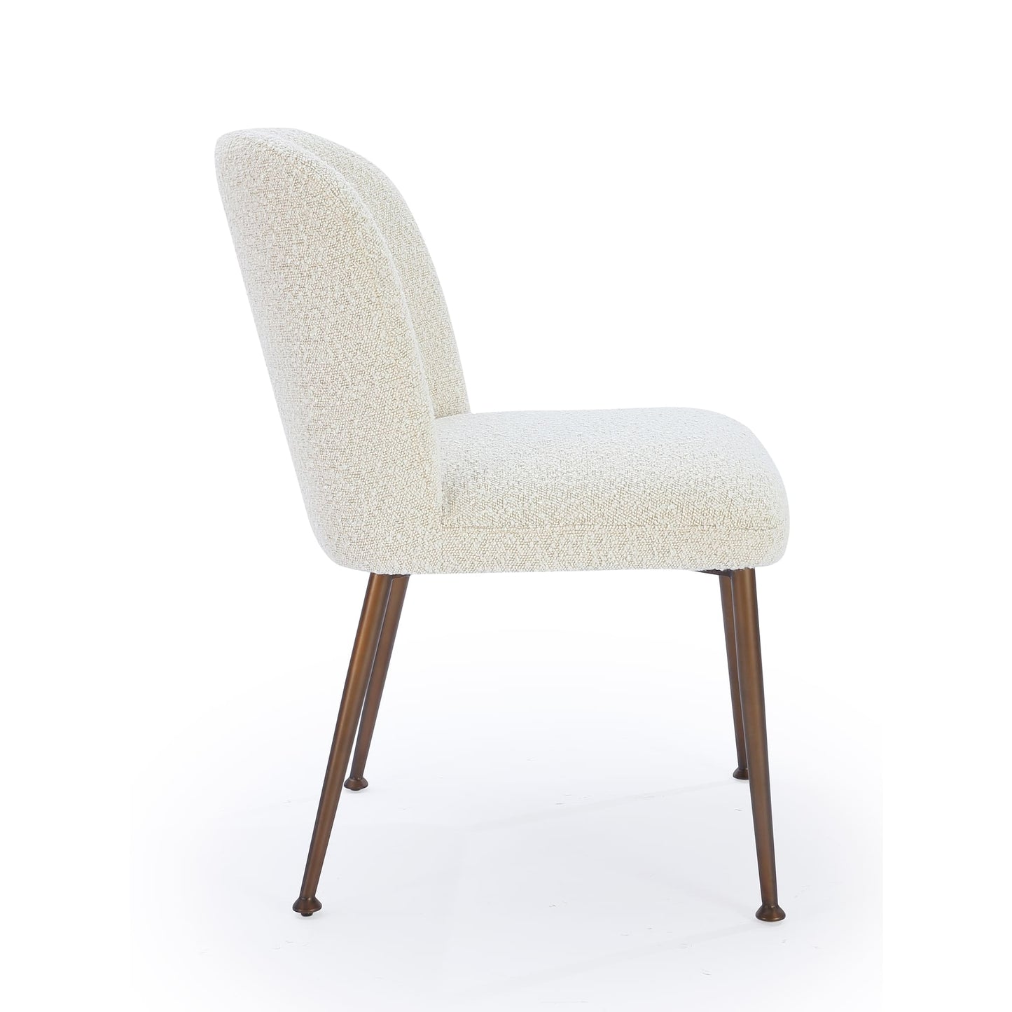 Modus Avery Upholstered Dining Chair in Ricotta Boucle and Bronze Metal