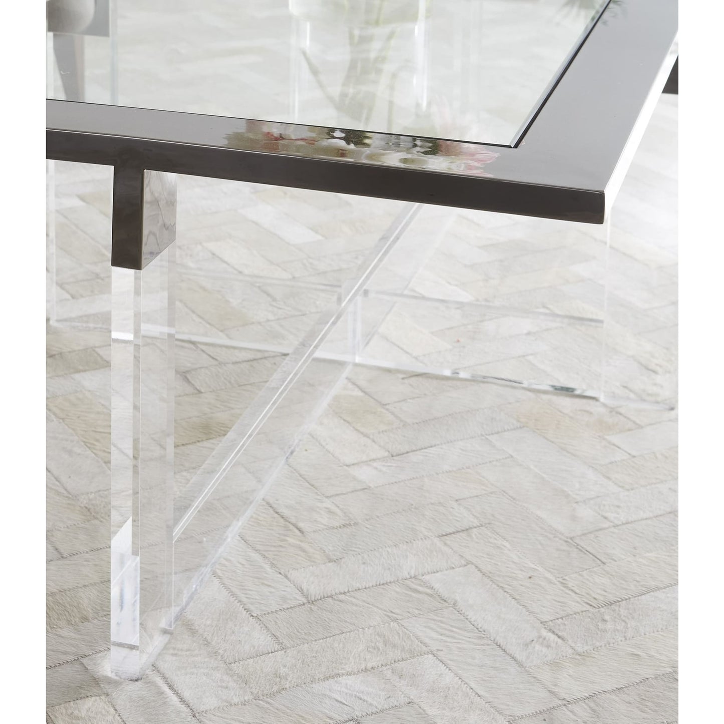 Modus Modus Bastian Coffee Table in Clear Acrylic and Gunmetal Polished Stainless Steel