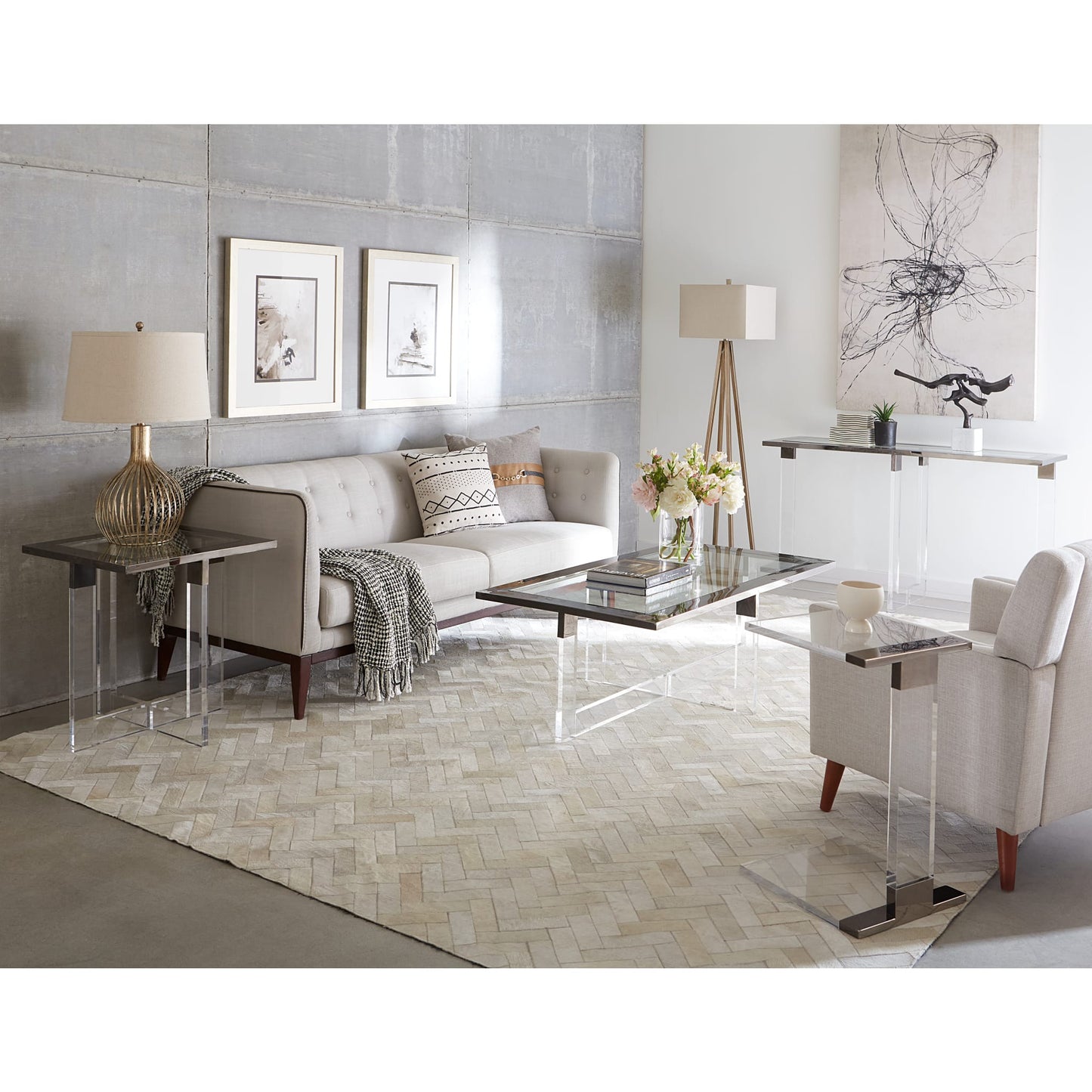 Modus Modus Bastian Coffee Table in Clear Acrylic and Gunmetal Polished Stainless Steel
