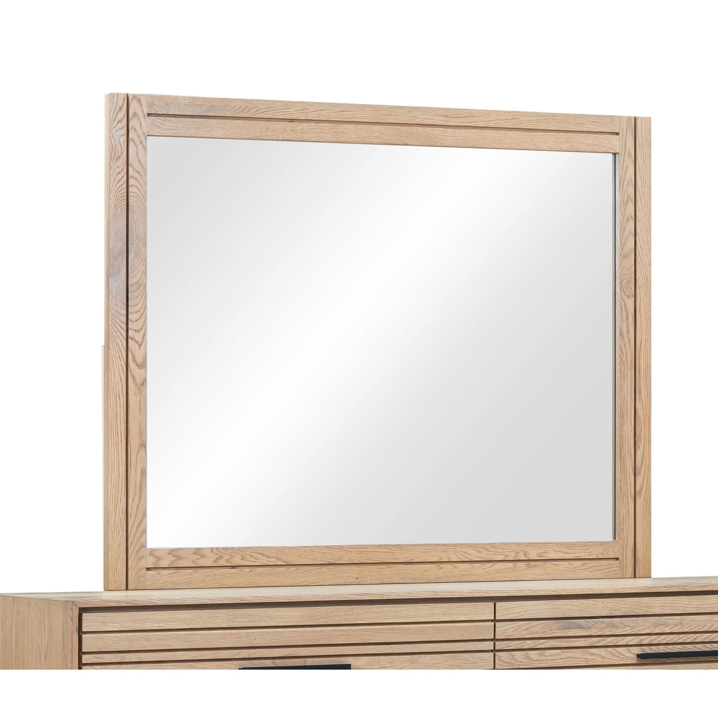 Modus Batten Solid Wood and Mirrored Glass Wall or Dresser Mirror in Blonde Oak