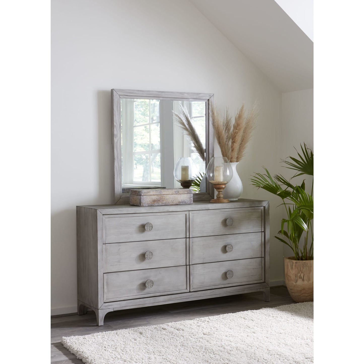 Modus Boho Chic Plain Mirror in Washed White