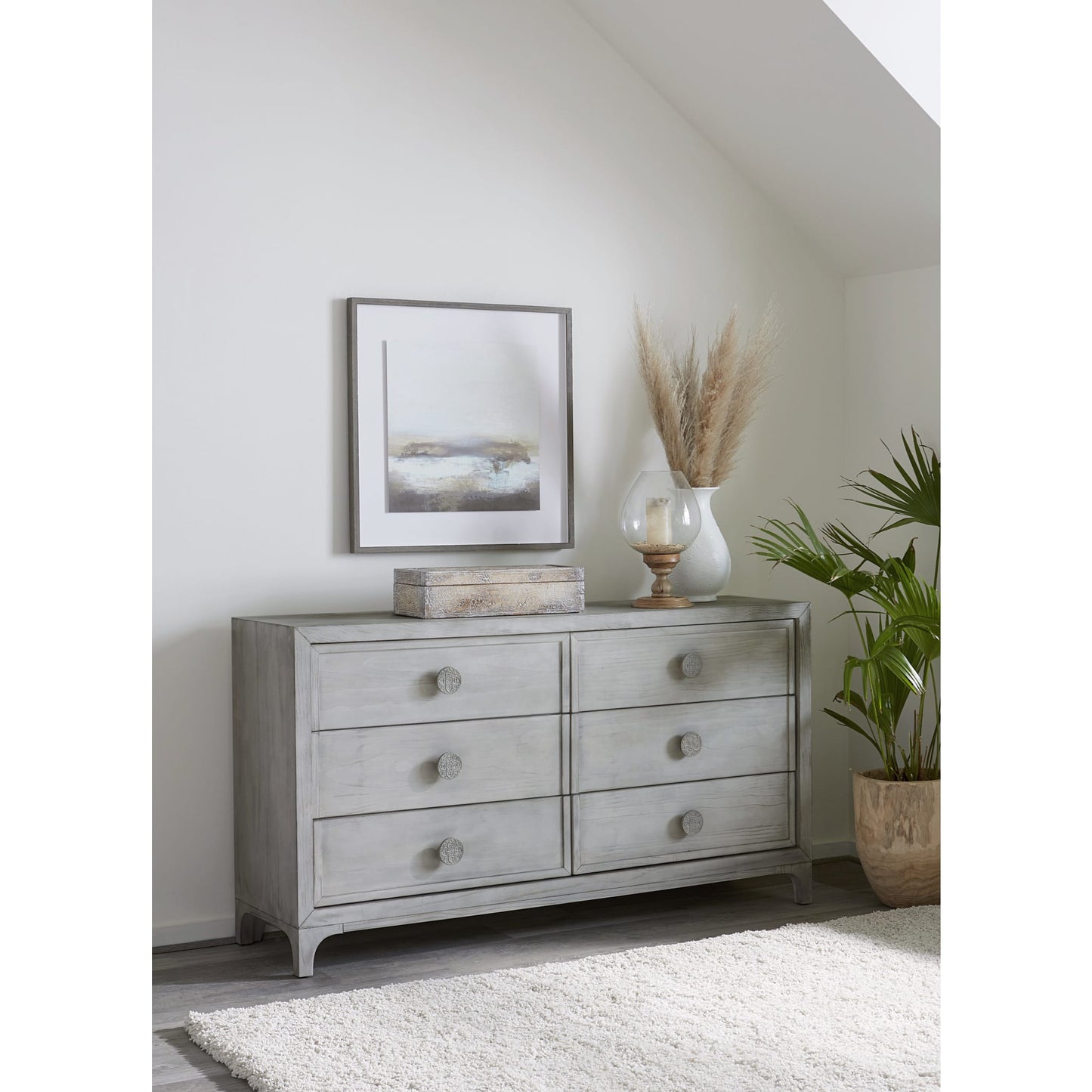 Modus Boho Chic Six-Drawer Dresser in Washed White