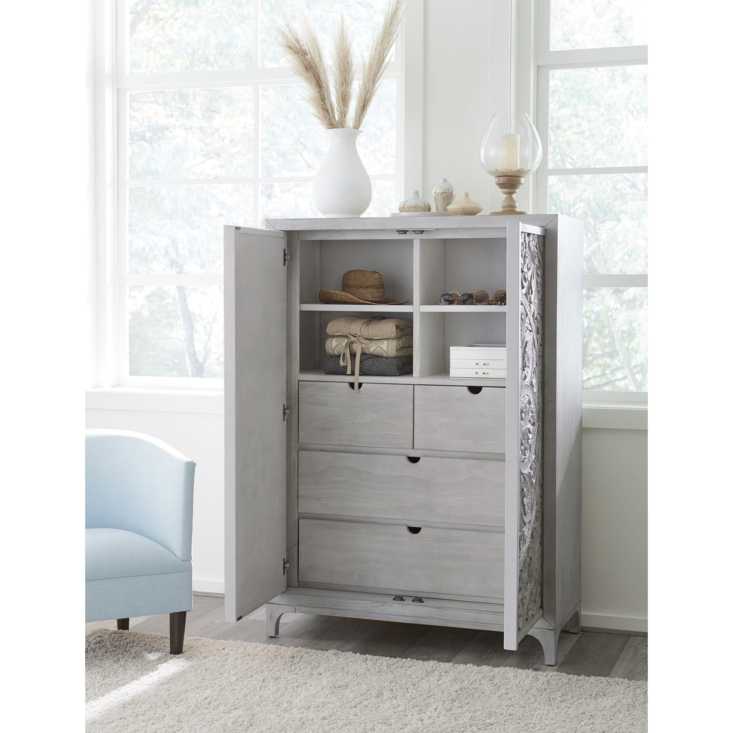 Modus Boho Chic Wardrobe Chest in Washed White