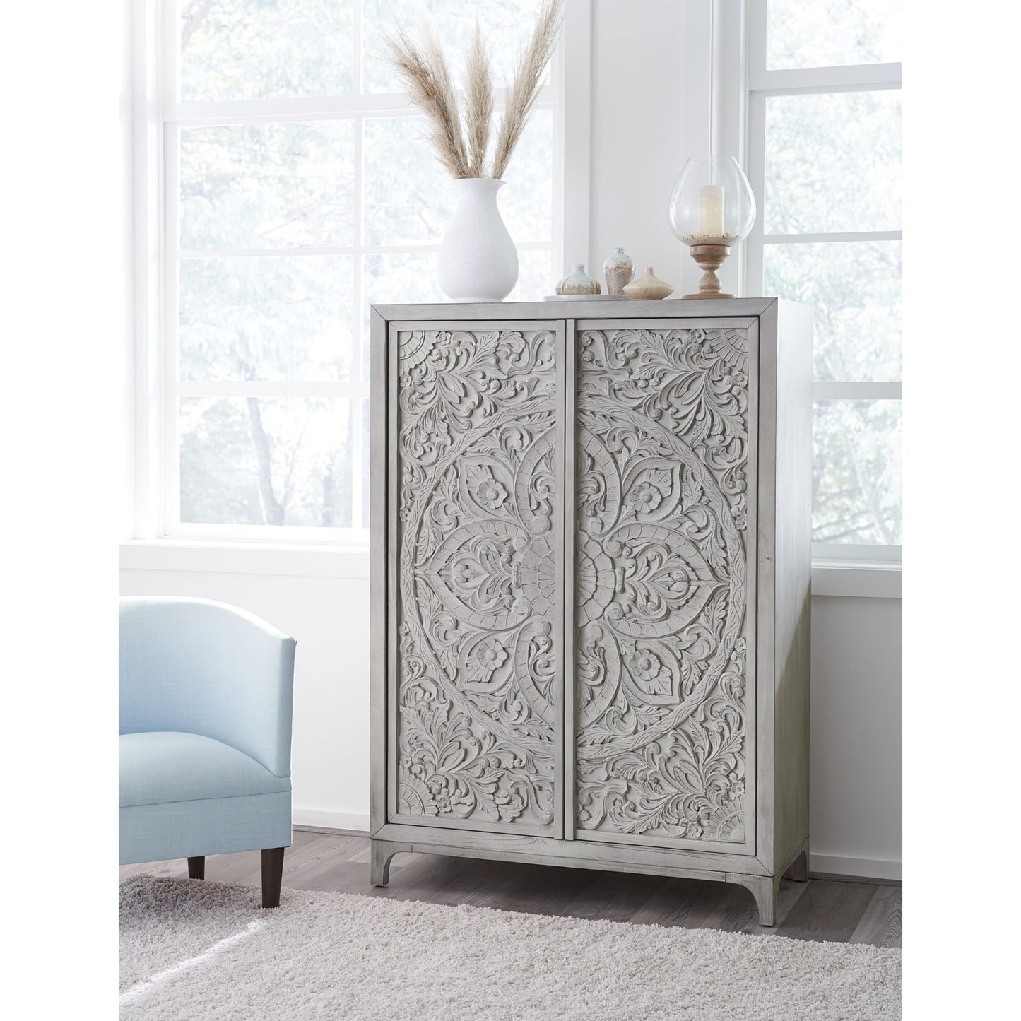 Modus Boho Chic Wardrobe Chest in Washed White