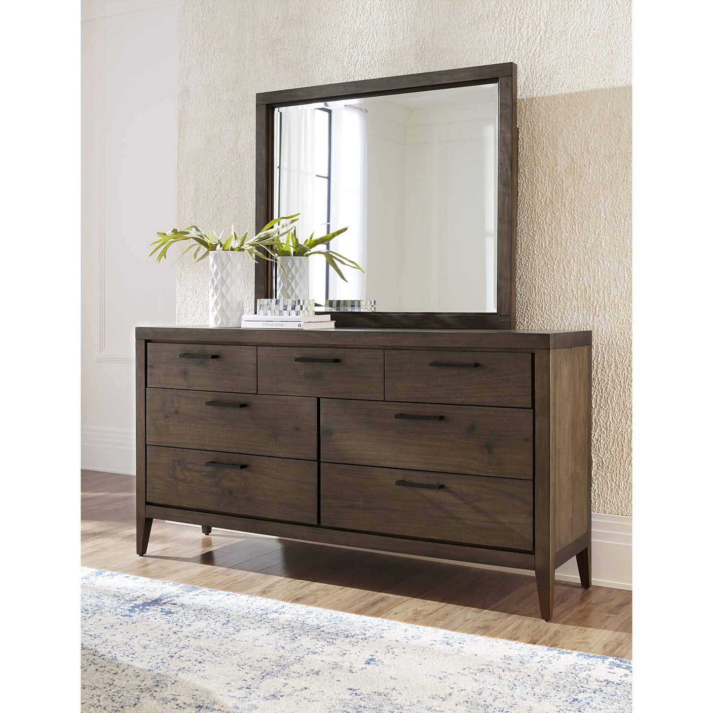 Modus Boracay Beveled Glass Landscape Mirror in Wild Oats Brown