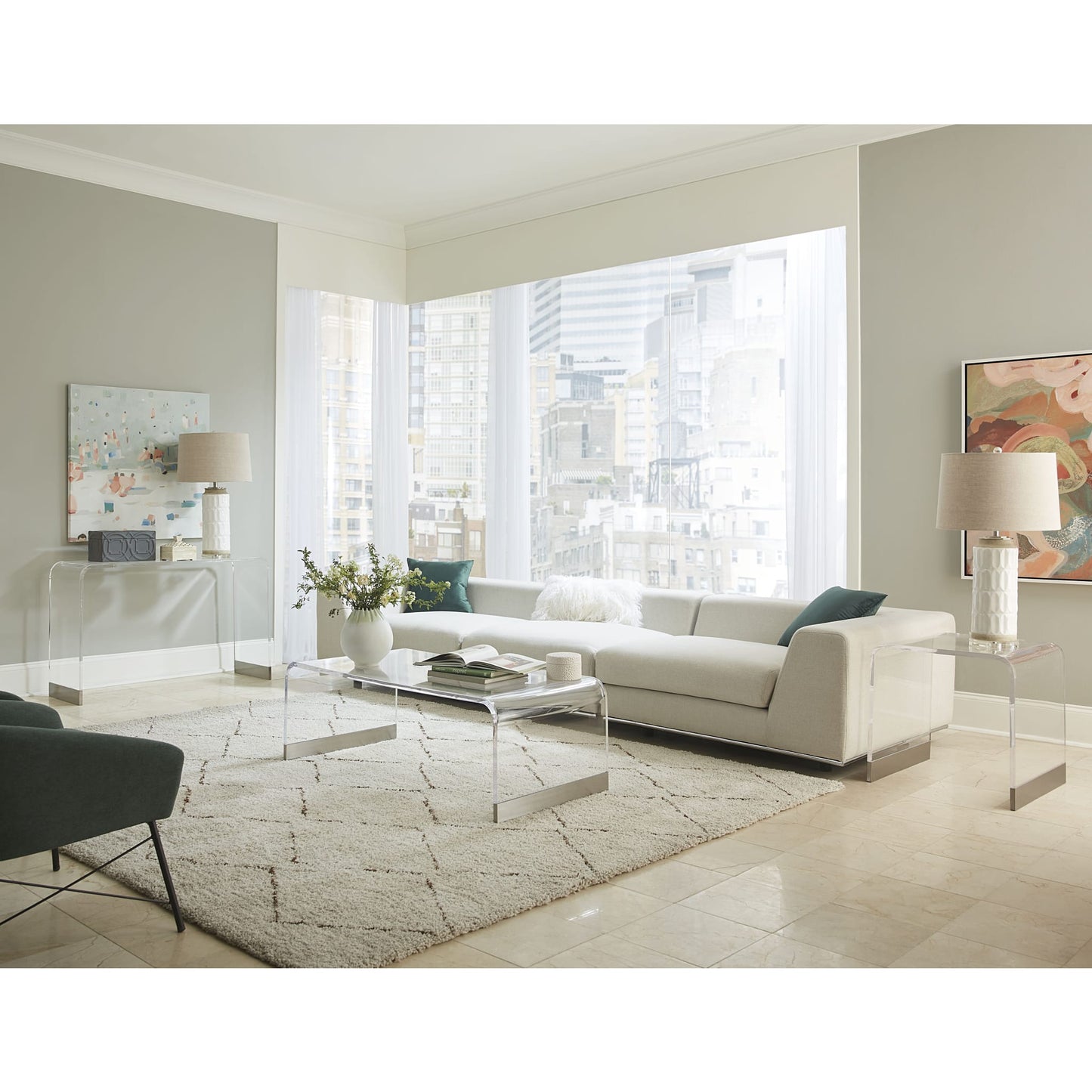 Modus Modus Bowie Coffee Table in Clear Acrylic and Brushed Stainless Steel