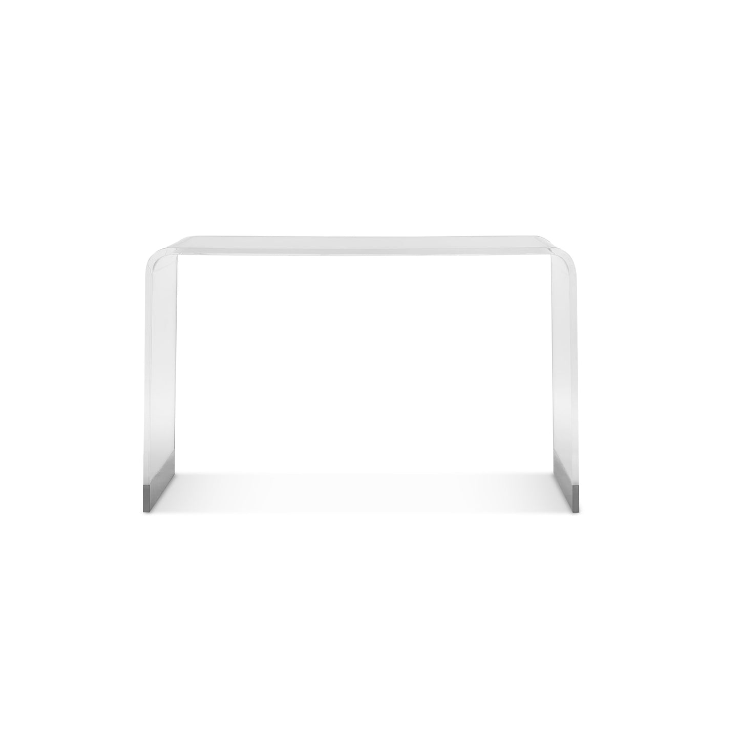 Modus Bowie Console Table in Clear Acrylic and Brushed Stainless Steel