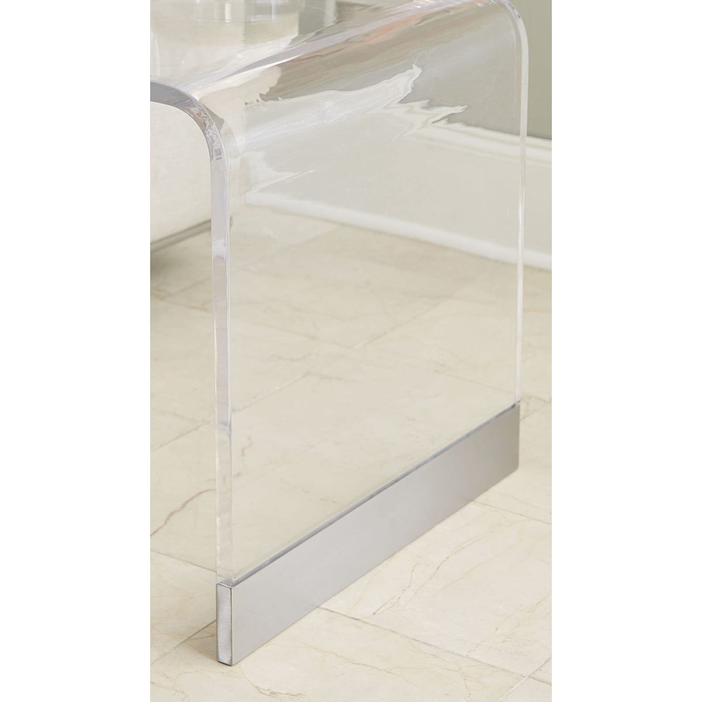 Modus Bowie End Table in Clear Acrylic and Brushed Stainless Steel