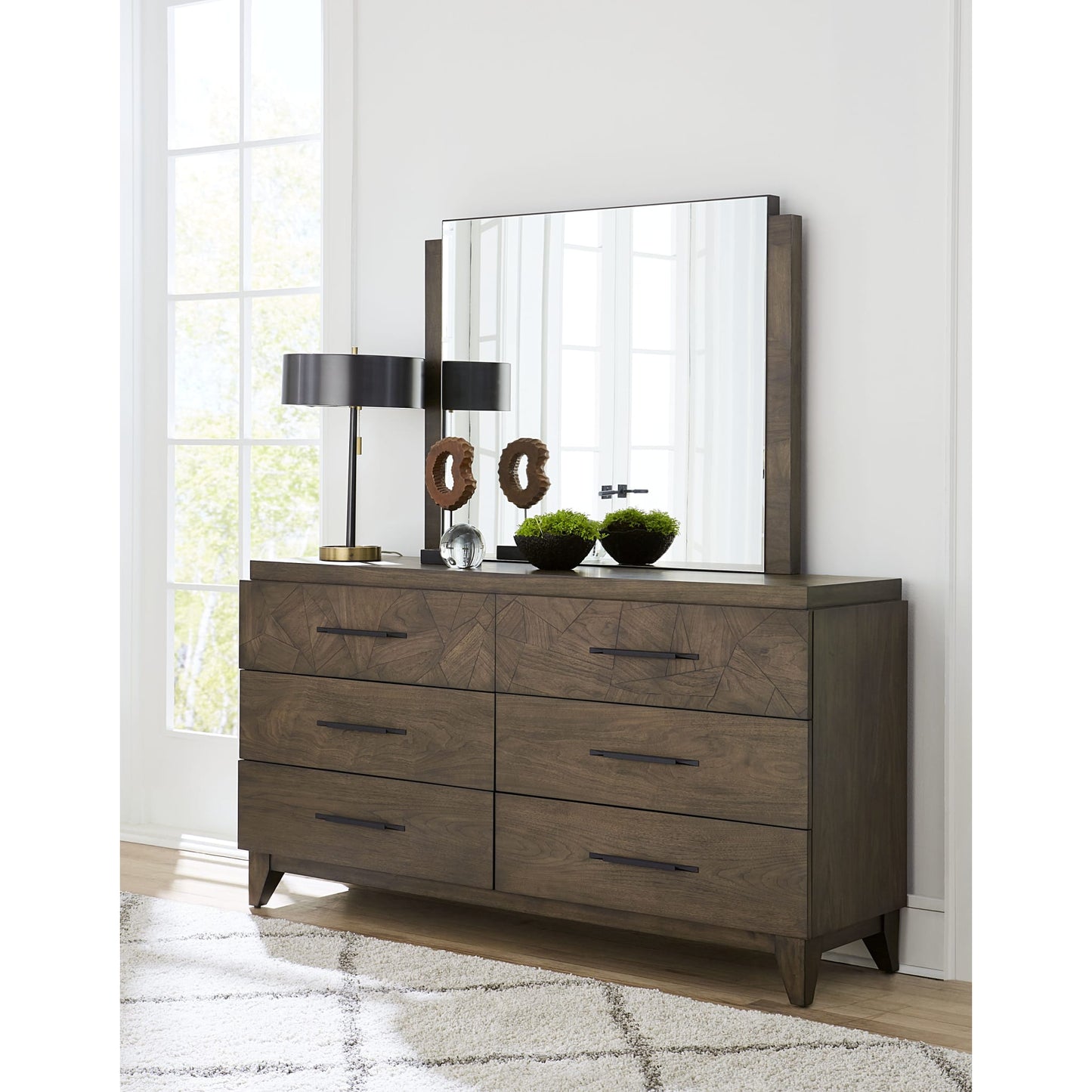 Modus Broderick Dresser Mirror in Wild Oats Brown