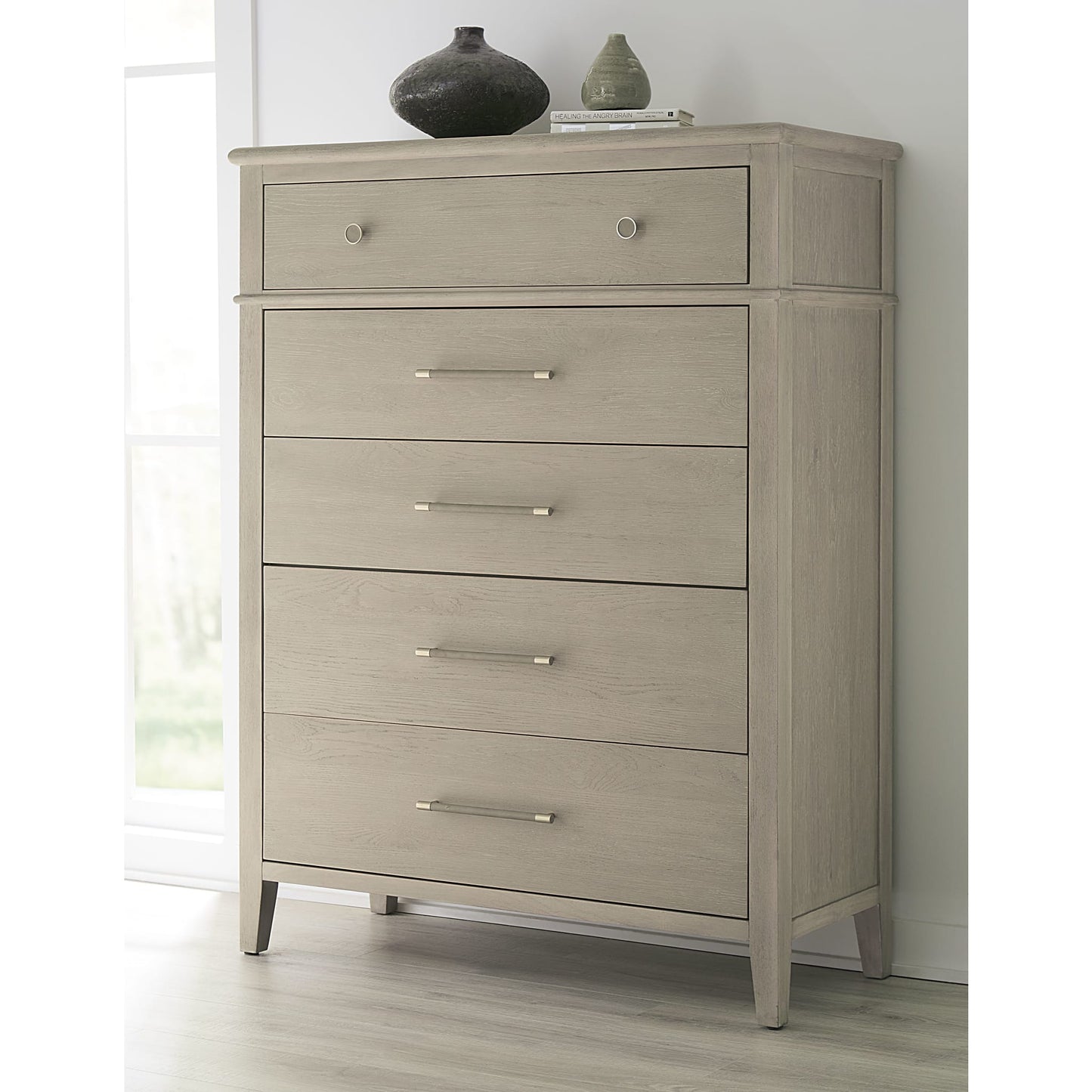 Modus Modus Modus Camden Five Drawer Oak Wood Chest in Chai