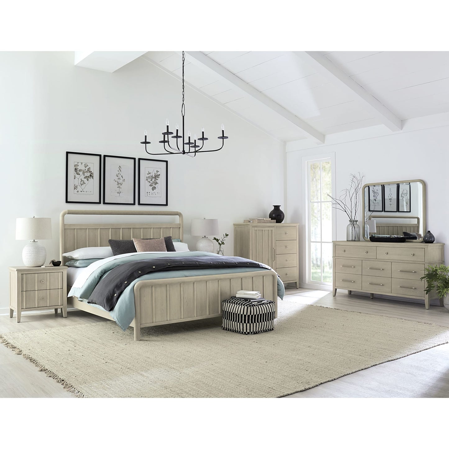 Modus Camden Six Drawer One Door Oak Wood Chest in Chai