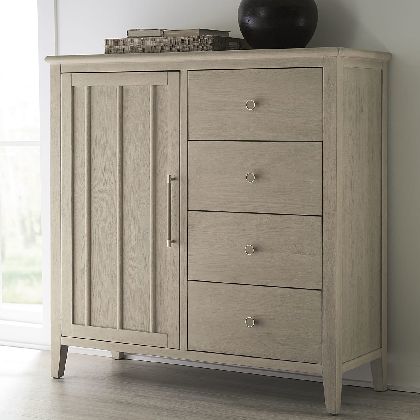 Modus Camden Six Drawer One Door Oak Wood Chest in Chai