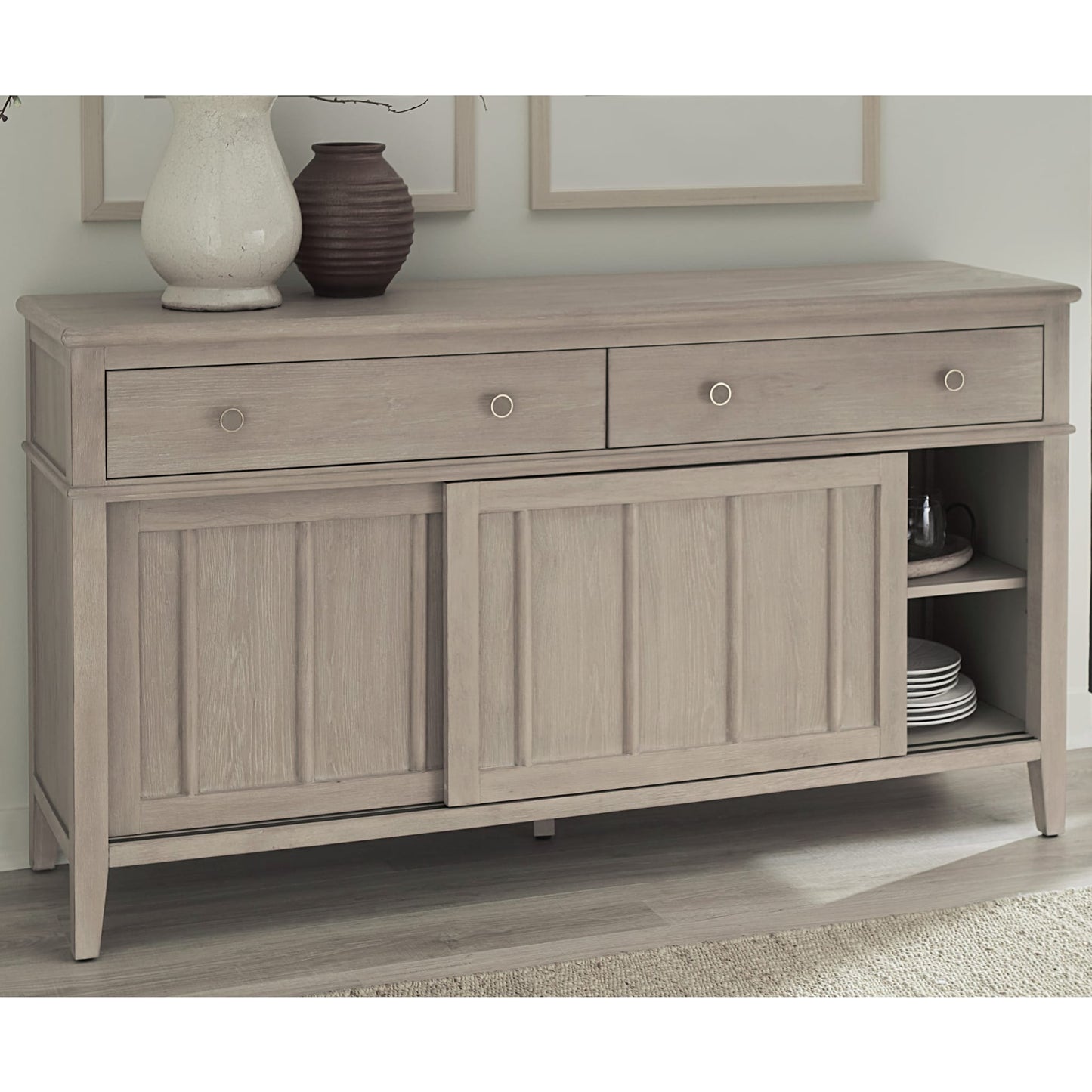 Modus Camden Two Drawer Two Door Oak Wood Sideboard in Chai