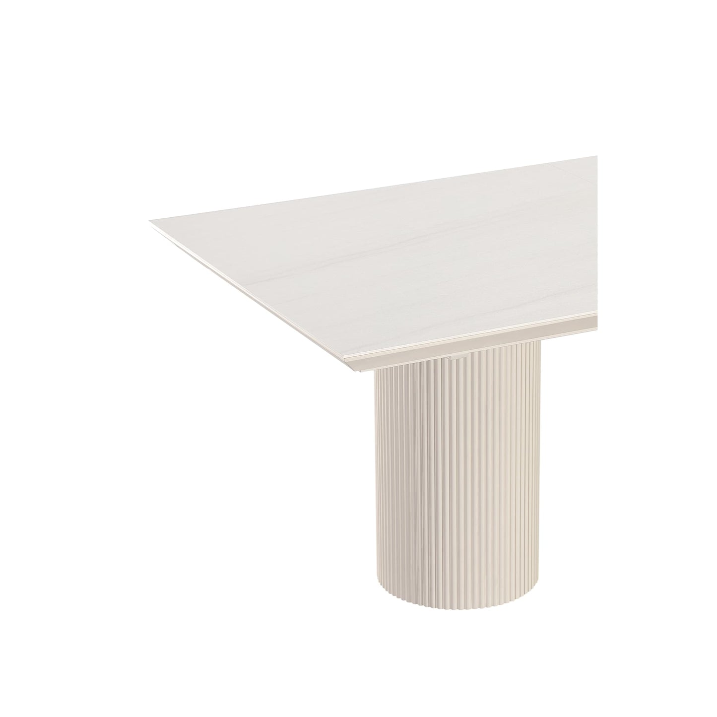 Modus Cannon Stone Top Double Pedestal Extension Dining Table with Ivory Wood Base