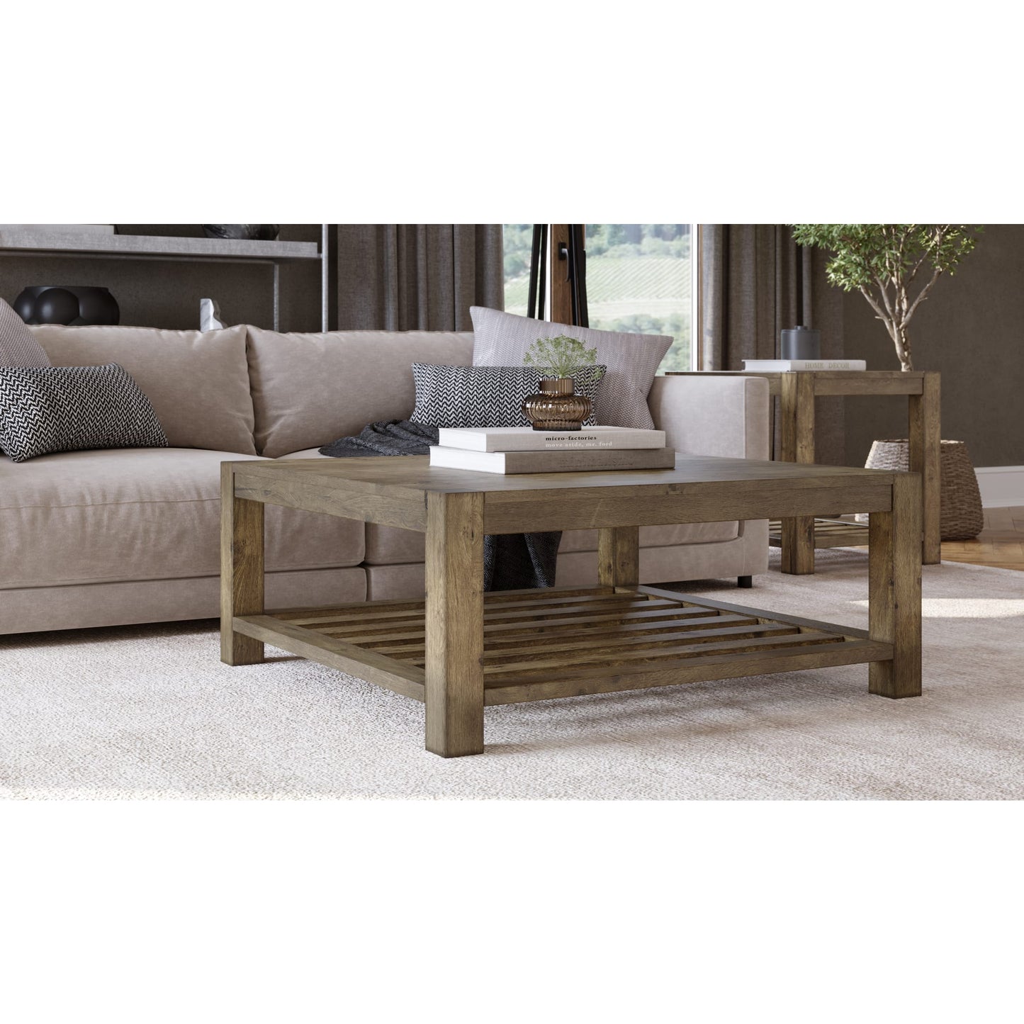 Modus Modus Canyon Solid Wood Square Coffee Table in Washed Grey