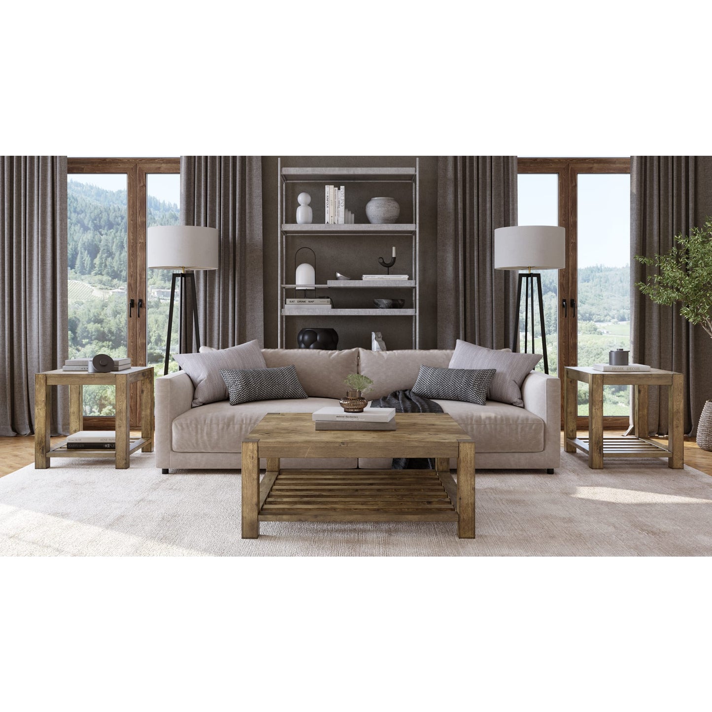 Modus Modus Canyon Solid Wood Square Coffee Table in Washed Grey