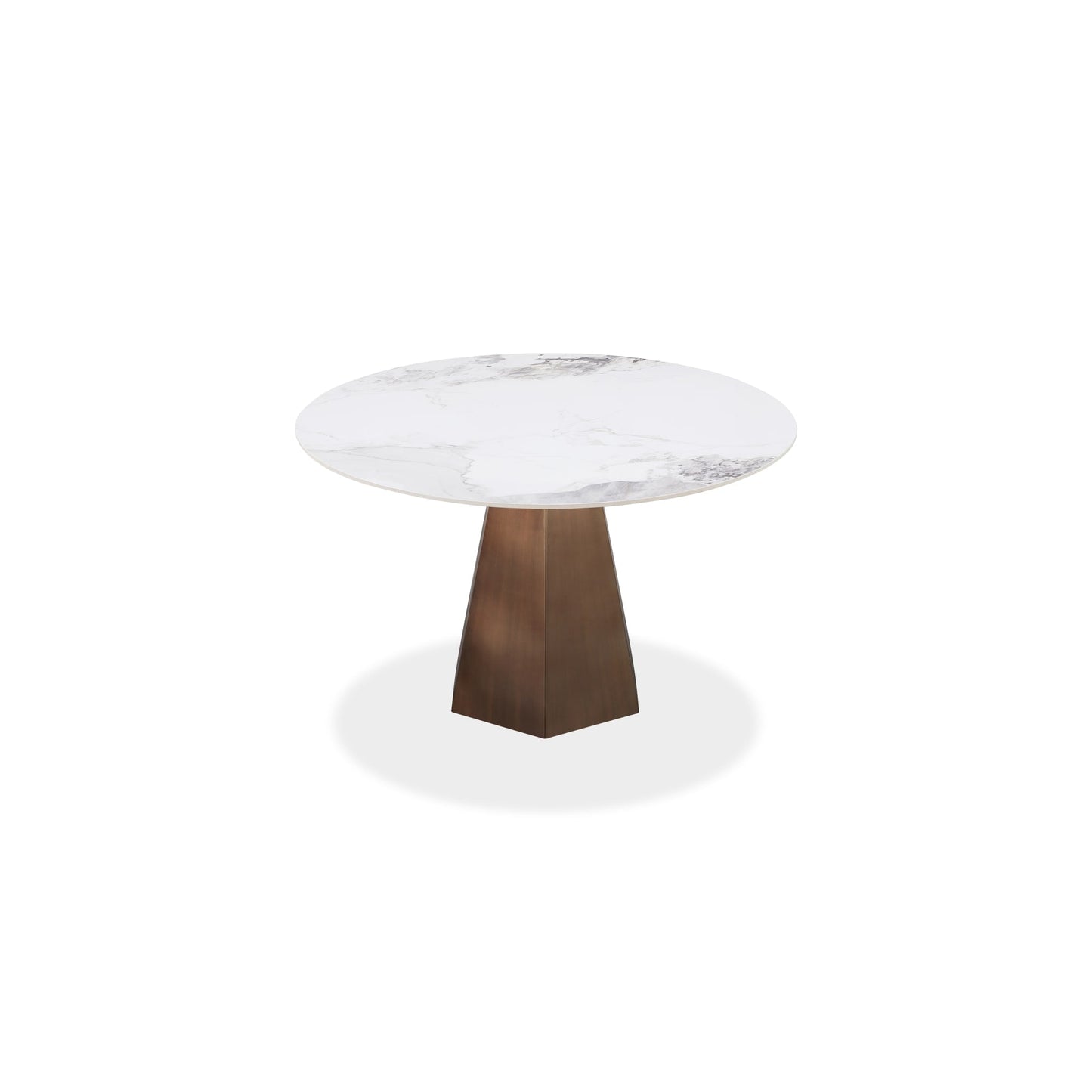 Modus Carmel Stone Top Round Dining Table in Chanelle and Bronze