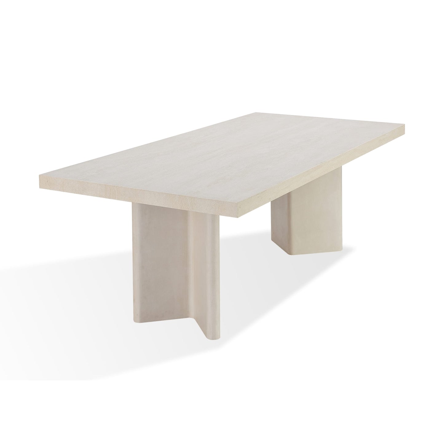 Modus Caye Stone Top Double Pedestal Dining Table with Ivory Cement Base