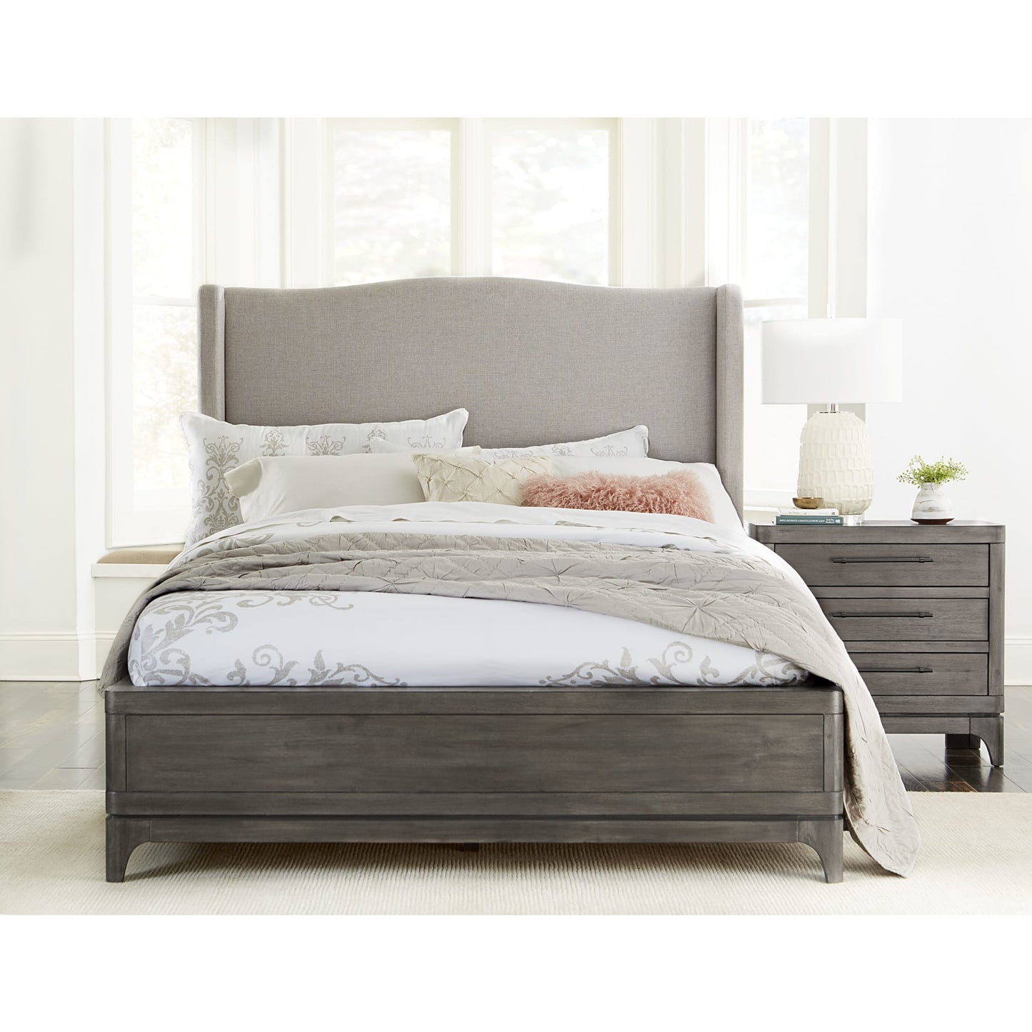 Modus Cicero Upholstered Wingback Bed in Slate Grey