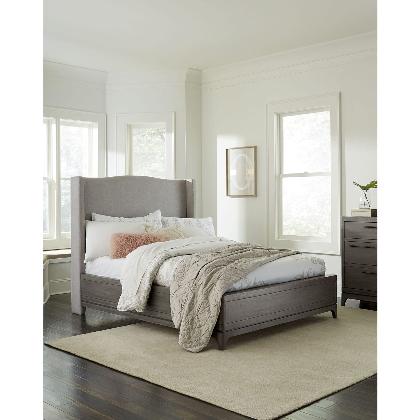 Modus Cicero Upholstered Wingback Bed in Slate Grey