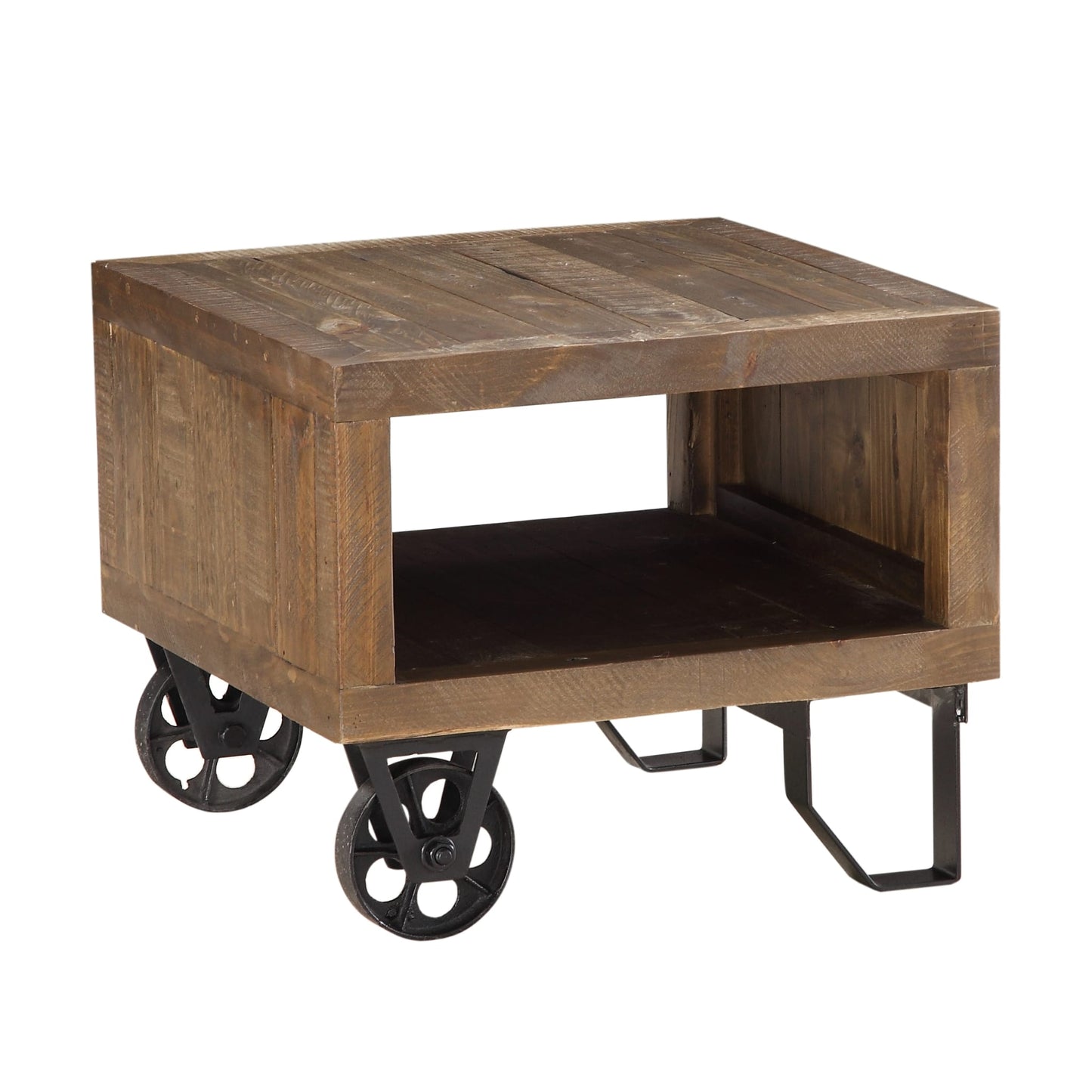 Modus Coalburn Reclaimed Wood Square Side Table in Russett Brown