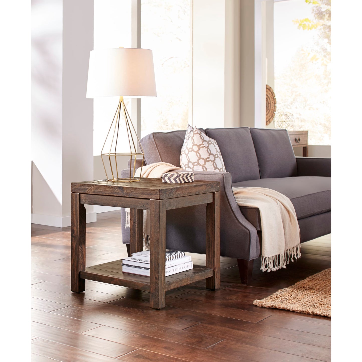 Modus Craster Reclaimed Wood Square Side Table in Smoky Taupe