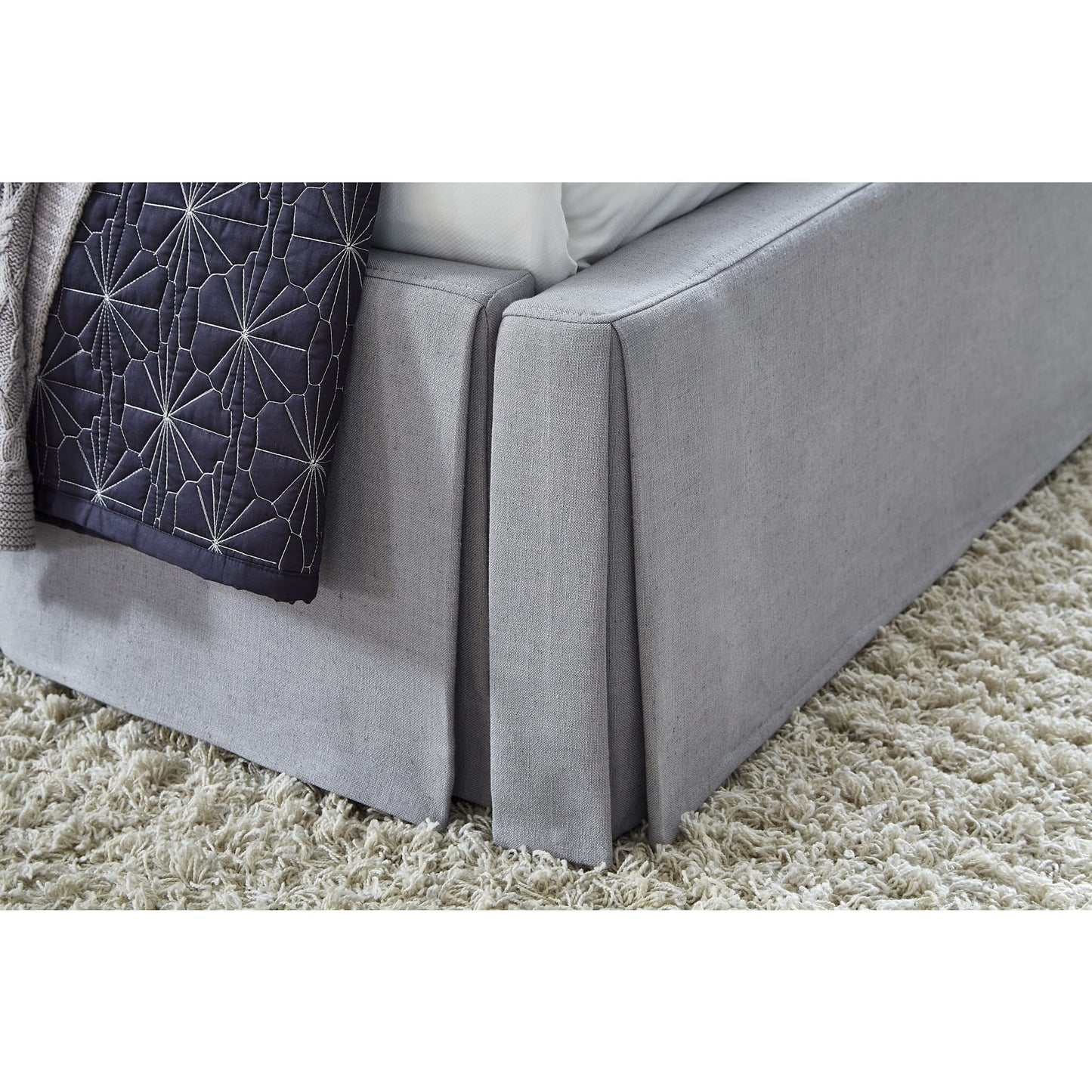 Modus Cresta Skirted Footboard Storage Panel Bed in Fog