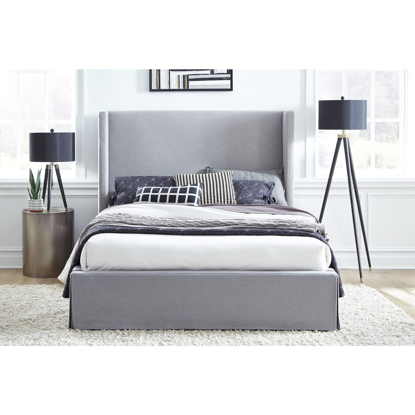 Modus Cresta Skirted Footboard Storage Panel Bed in Fog