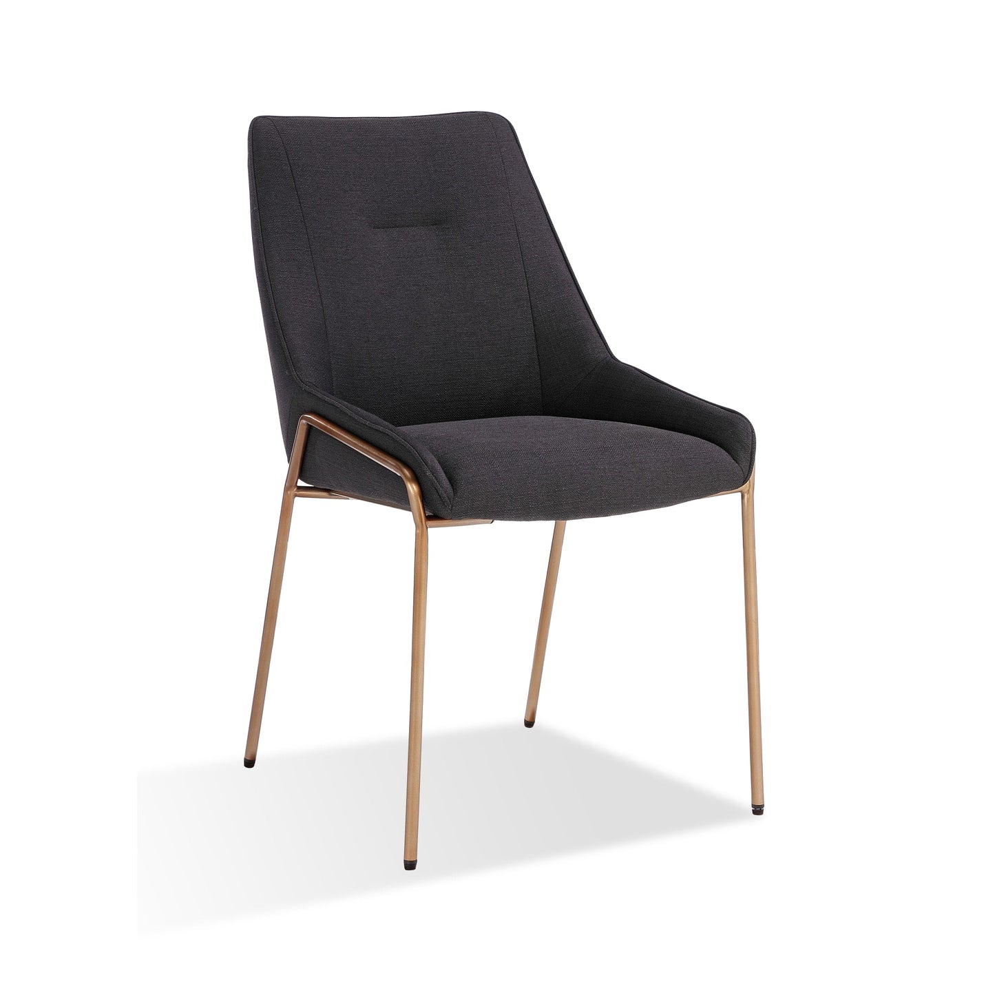 Modus Cyrus Upholstered Dining Chair in Coal Fabric and Brushed Bronze Metal