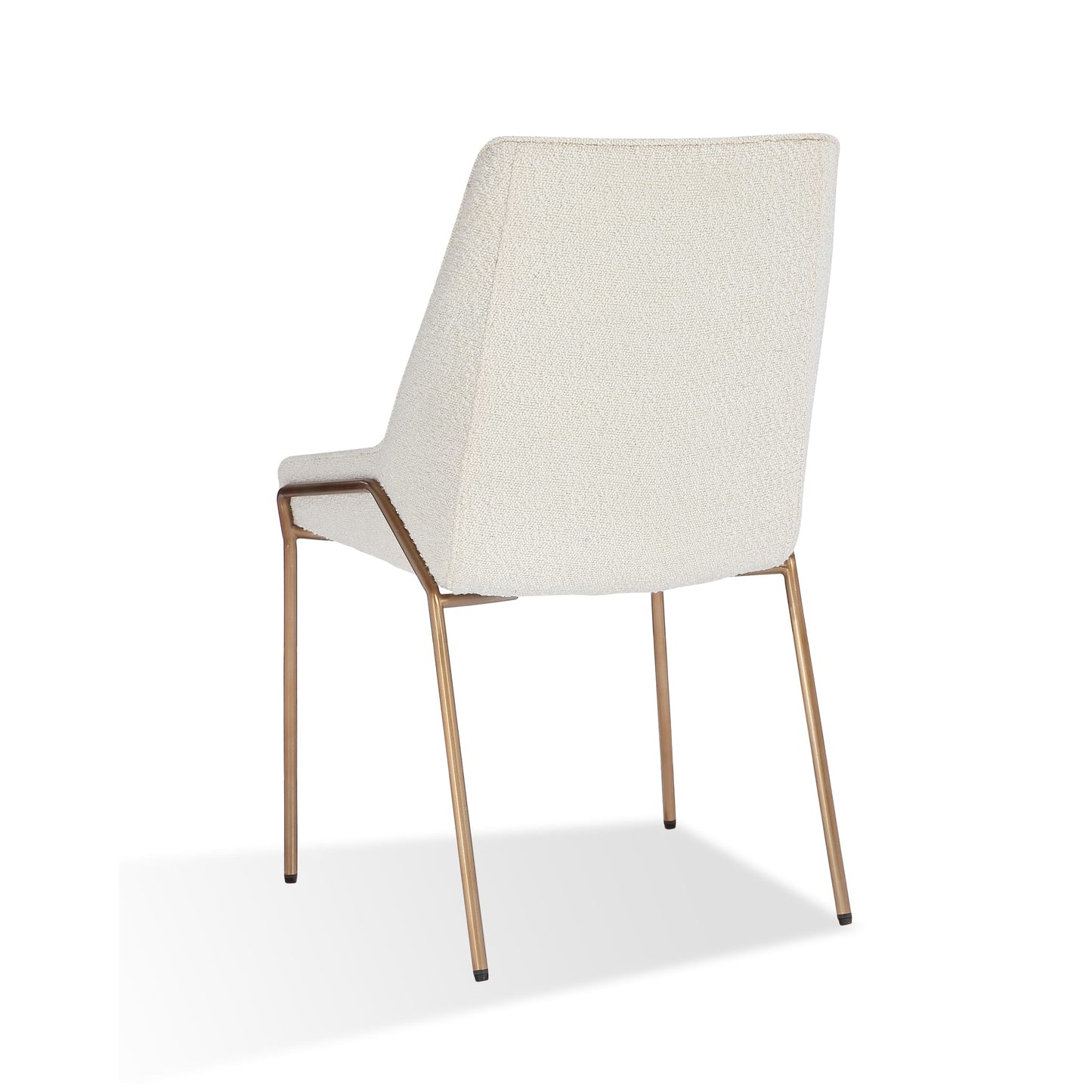Modus Cyrus Upholstered Dining Chair in Cottage Cheese Boucle and Brushed Bronze Metal