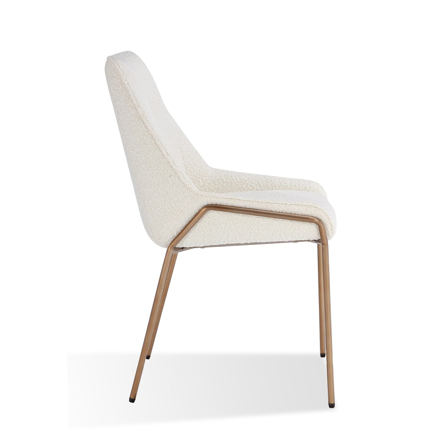 Modus Cyrus Upholstered Dining Chair in Cottage Cheese Boucle and Brushed Bronze Metal