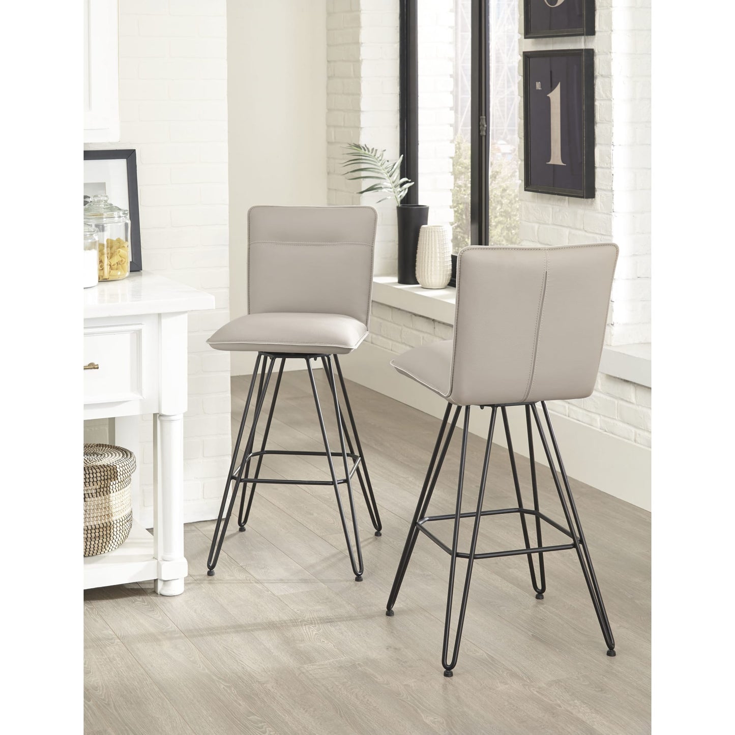 Modus Demi Hairpin Leg Swivel Bar Stool in Taupe