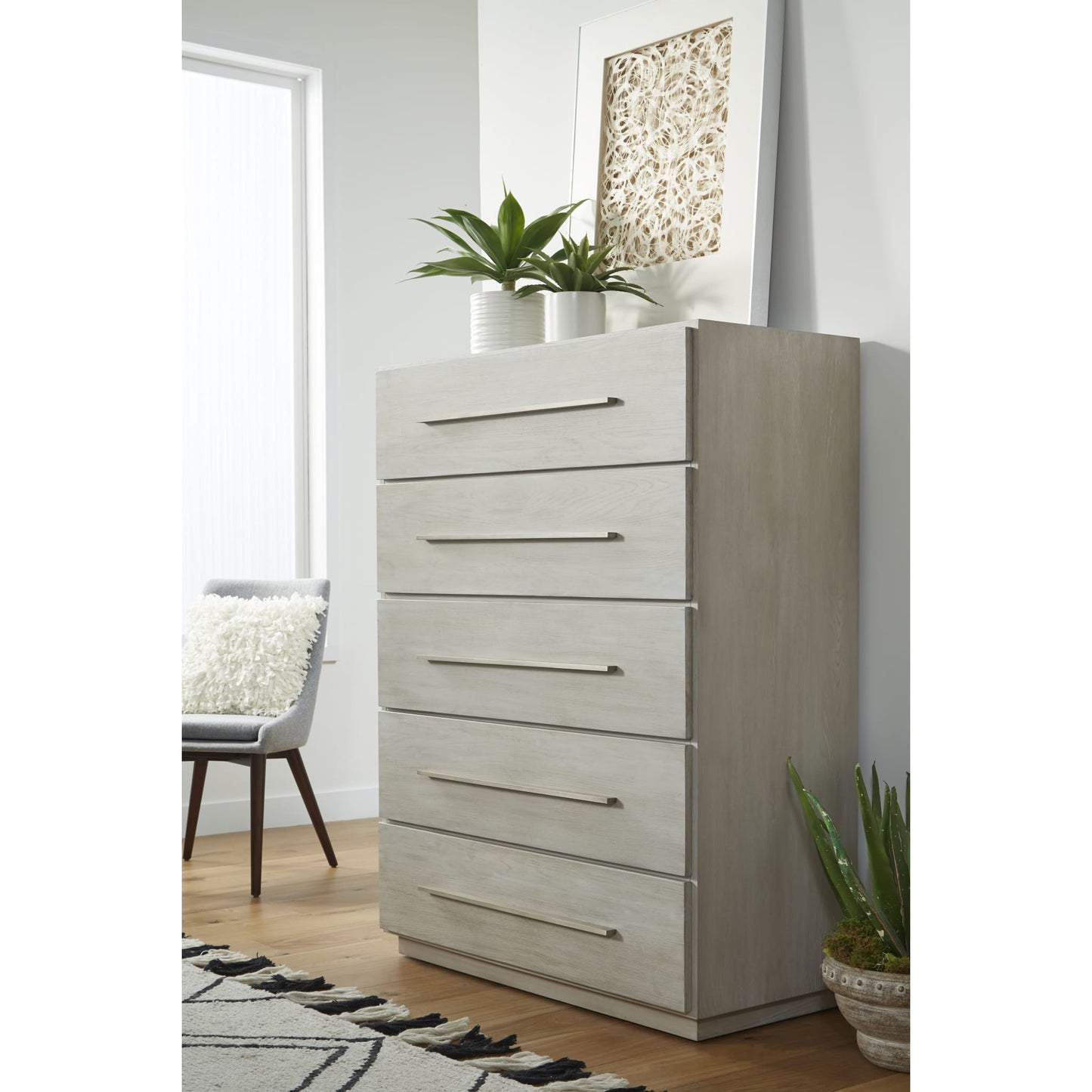 Modus Modus Modus Destination Five Drawer Chest in Cotton Grey