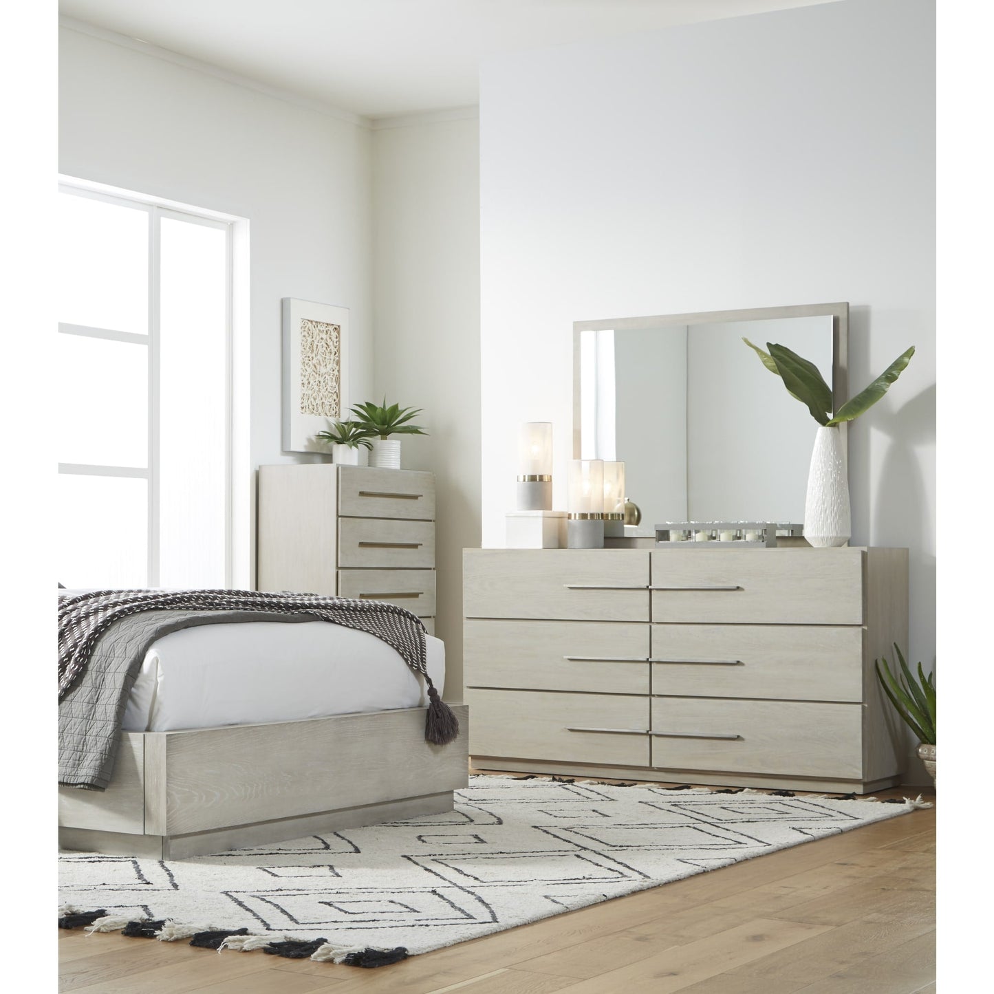 Modus Destination Floating Glass Mirror in Cotton Grey