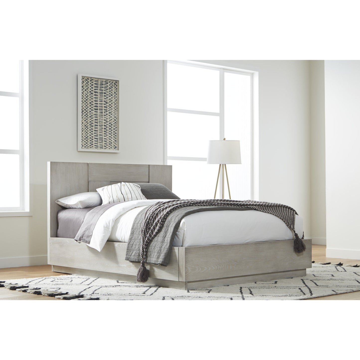 Modus Destination Wood Panel Bed in Cotton Grey