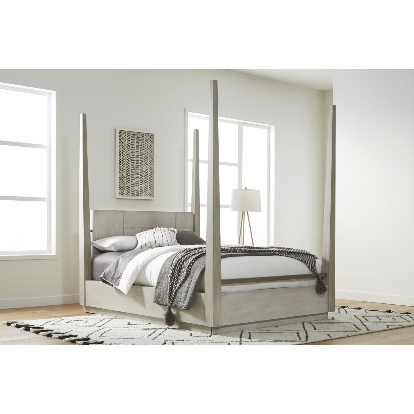 Modus Destination Wood Poster Bed in Cotton Grey