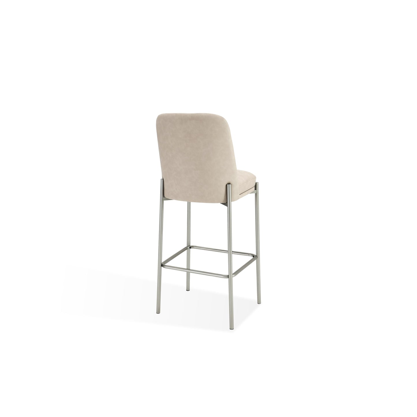 Modus Dion Upholstered Bar Stool in Camel Synthetic Leather and Brushed Nickel Metal