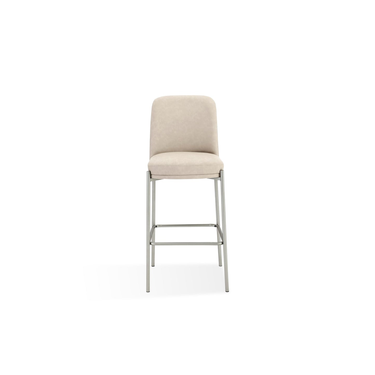 Modus Dion Upholstered Bar Stool in Camel Synthetic Leather and Brushed Nickel Metal