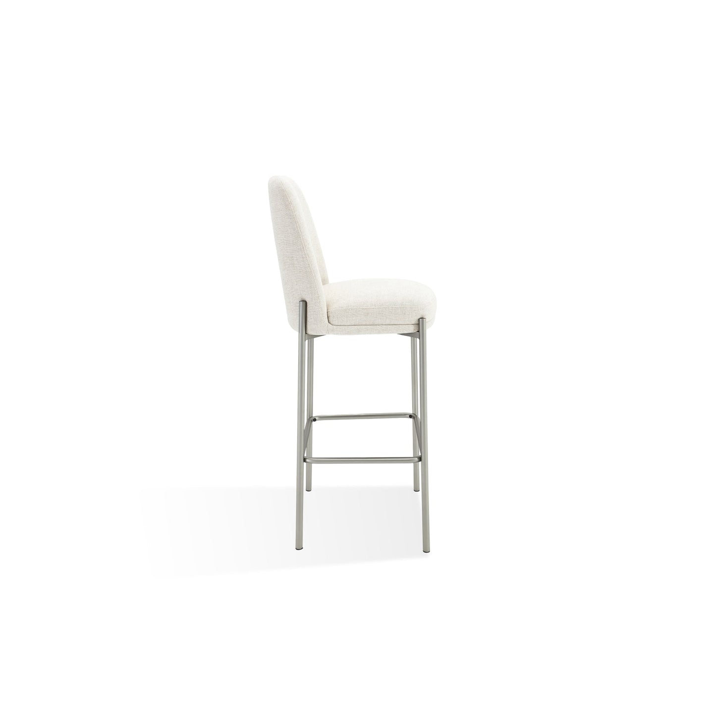 Modus Dion Upholstered Bar Stool in Natural Light Linen and Brushed Nickel Metal