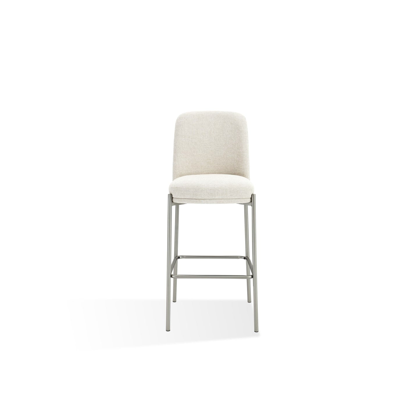 Modus Dion Upholstered Bar Stool in Natural Light Linen and Brushed Nickel Metal