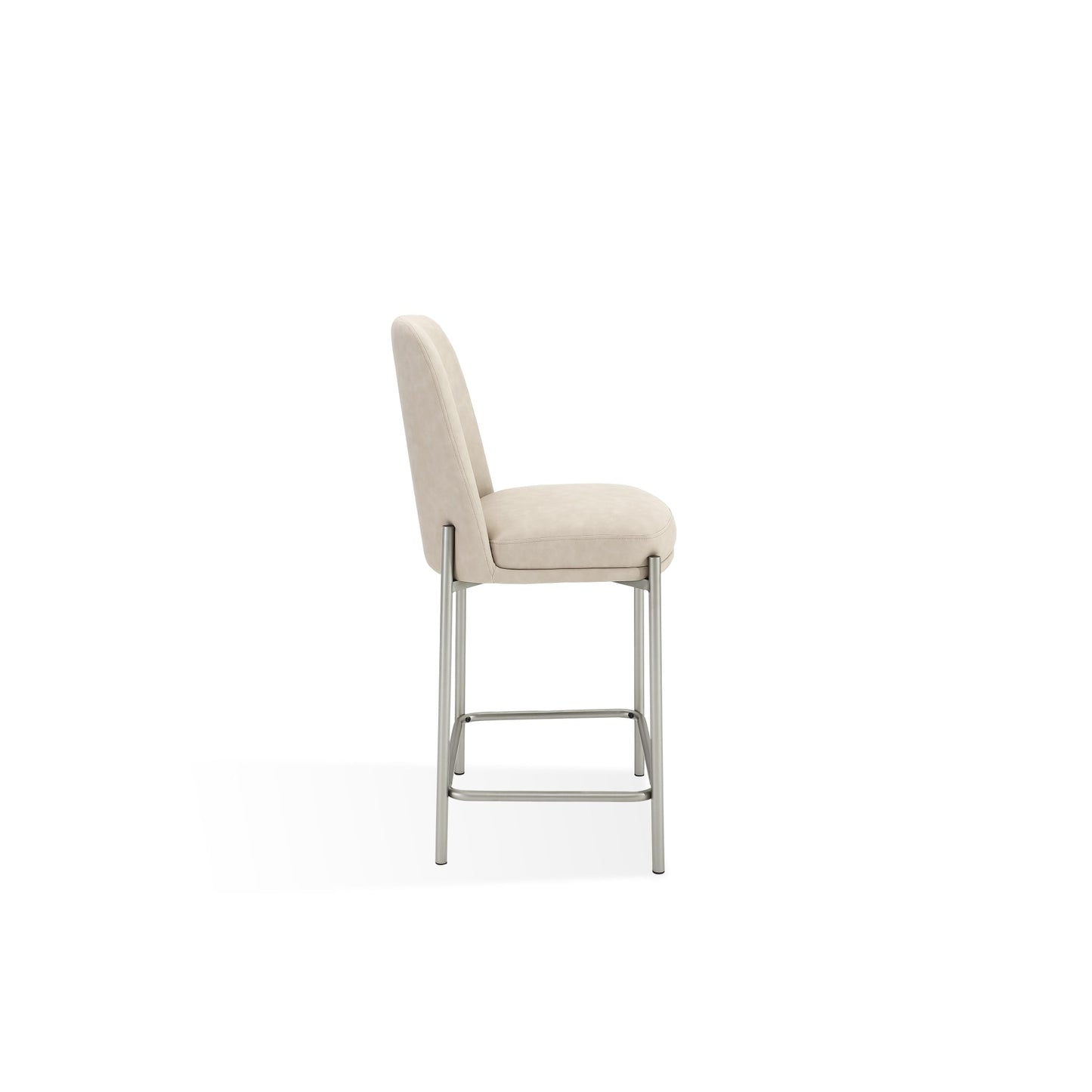 Modus Dion Upholstered Counter Stool in Camel Synthetic Leather and Brushed Nickel Metal
