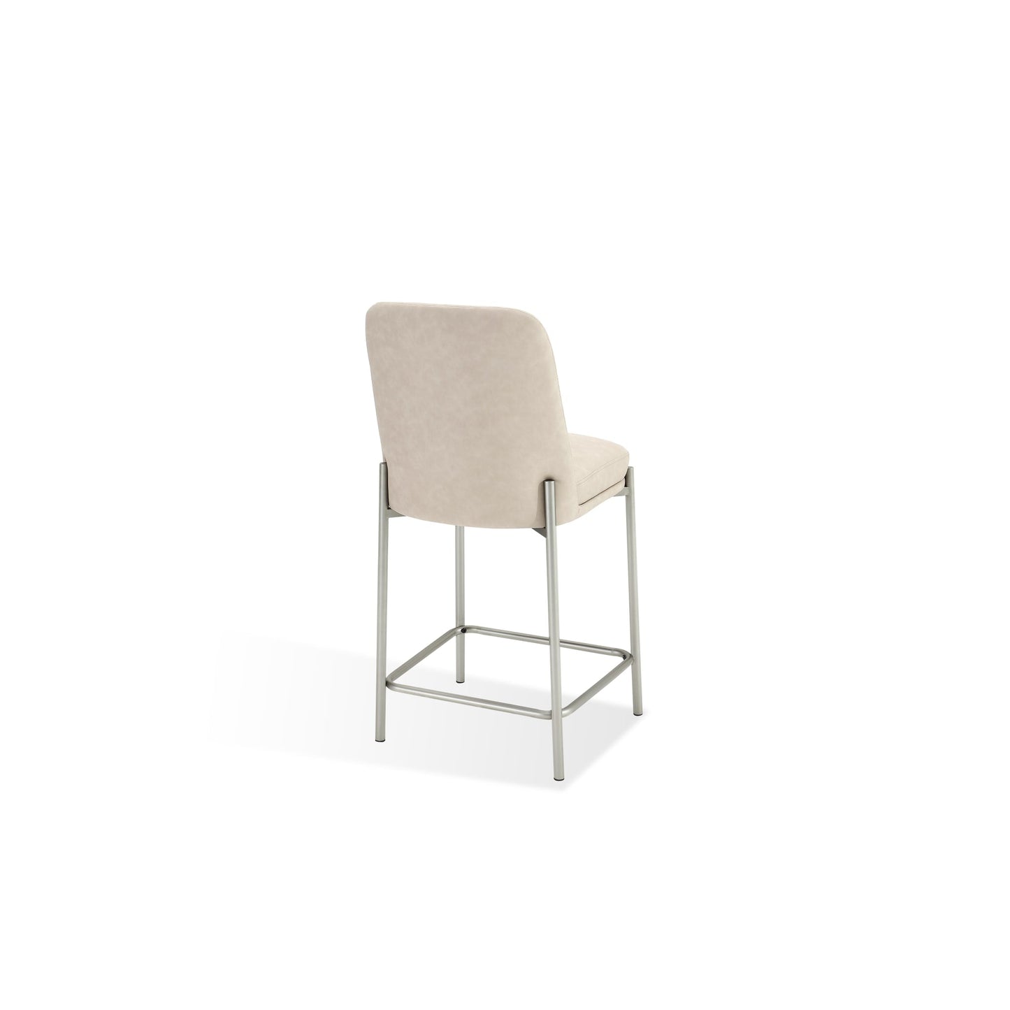 Modus Dion Upholstered Counter Stool in Camel Synthetic Leather and Brushed Nickel Metal